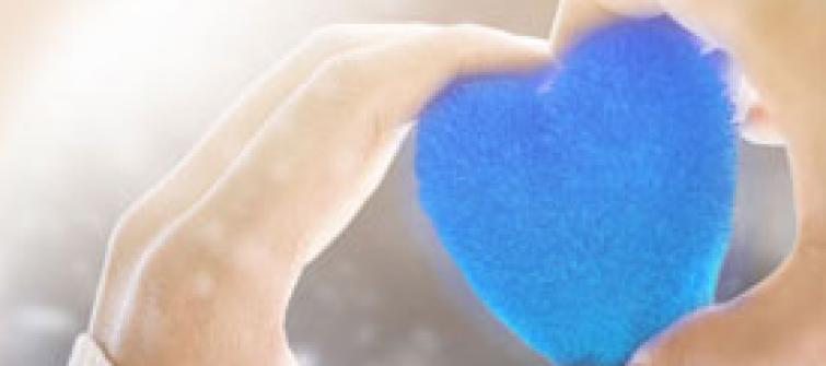 Person Holding a Blue Heart
