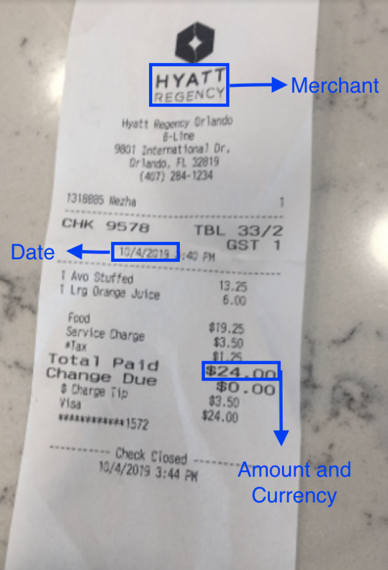 Receipt Information Extraction Example