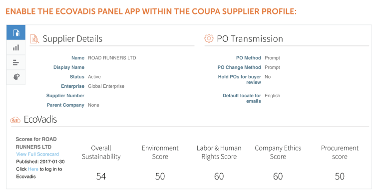 ENABLE THE ECOVADIS PANEL APP WITHIN THE COUPA SUPPLIER PROFILE