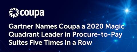 Coupa Named a P2P Suites Leader for Fifth Consecutive Time in Gartner Magic Quadrant