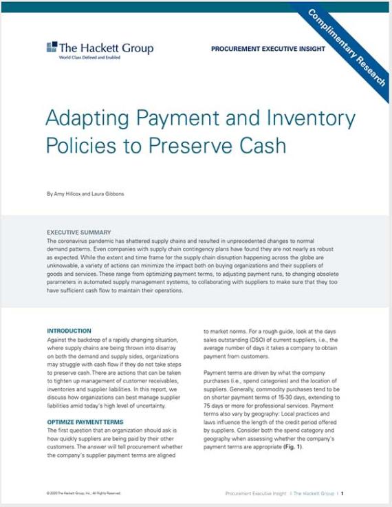 The Hackett Group Report: Adapting Payments and Inventory to Protect Cash: Executive Summary