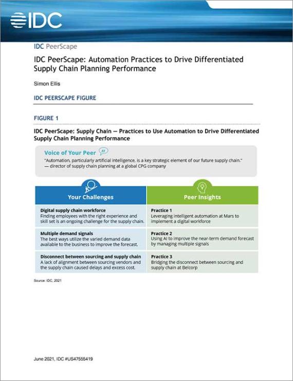 IDC PeerScape: Automation Practices to Drive Differentiated Supply Chain Planning Performance: Front