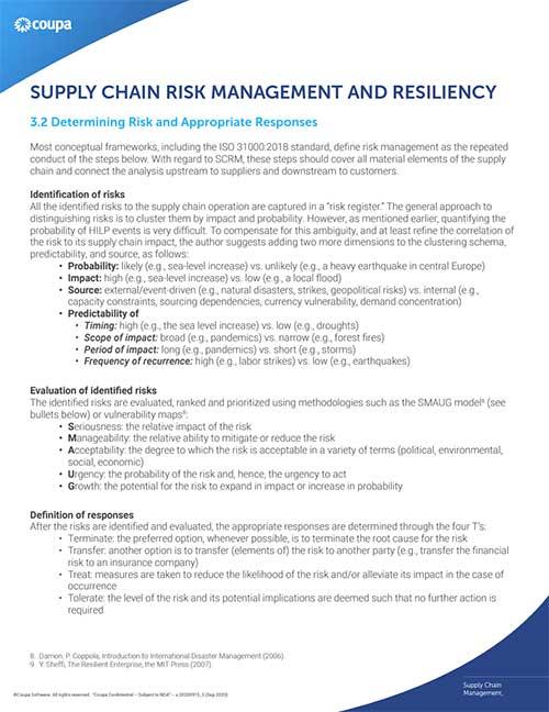 Whitepaper: Risk, Resiliency, and Supply Chain Modeling: Determining Supply Chain Risk and Appropriate Responses