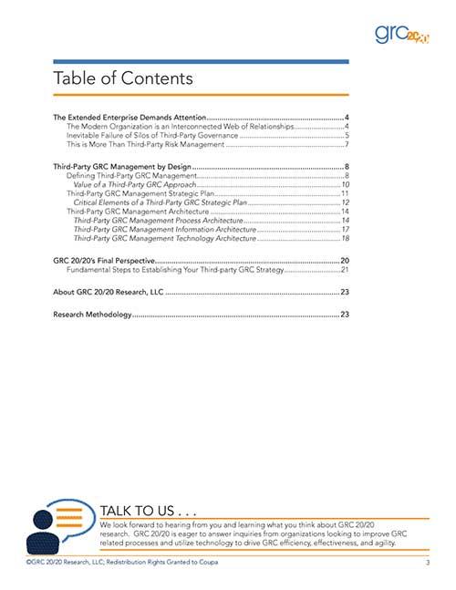 Whitepaper: Third-Party GRC Management by Design: Federated Governance of the Extended Enterprise: Table of Contents