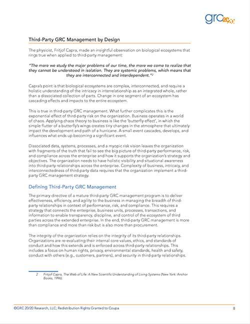 Whitepaper: Third-Party GRC Management by Design: Federated Governance of the Extended Enterprise: Third-Party GRC Management by Design