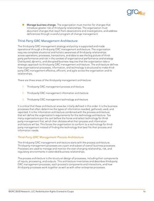 Whitepaper: Third-Party GRC Management by Design: Federated Governance of the Extended Enterprise: Third-Party GRC Management Architecture