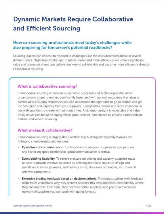 How dynamic markets require efficiency and collaboration in strategic sourcing