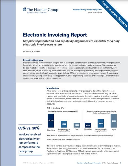 Analyst Report: The Hackett Group Electronic Invoicing Report: First Page