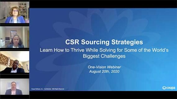 On-Demand Webinar: CSR Sourcing Strategies: Learn How to Thrive While Solving for Some of the World's Biggest Challenges: Title Slide