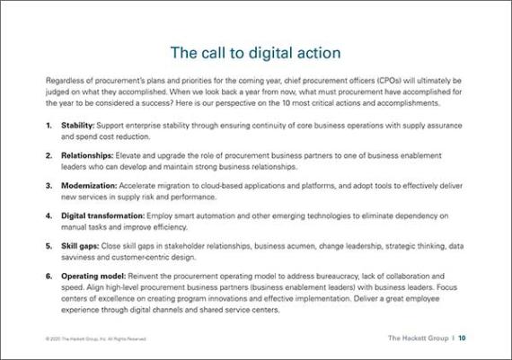 The Hackett Group Key Issues Study: The Call to Digital Action