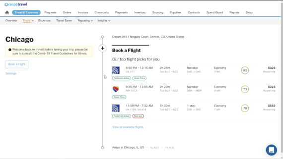Coupa Travel & Expense Transformation: Book a Flight Within Coupa