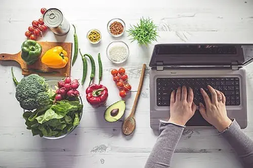 Woman searching for recipes online