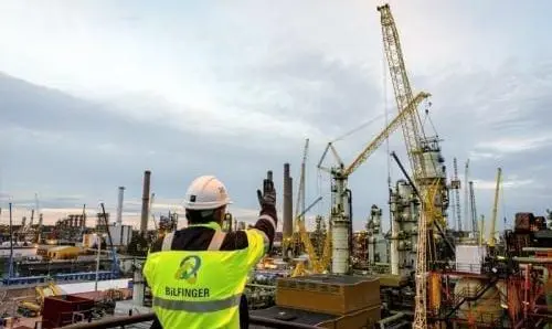Bilfinger employee overlooking construction site