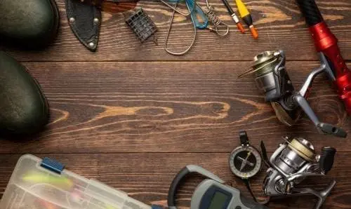 overhead view of fishing gear