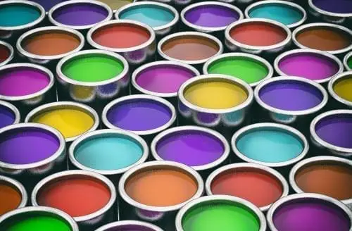 buckets filled with different colors
