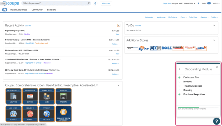 Coupa Pendo screenshot