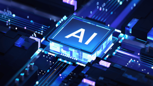 AI labeled chip in a motherboard