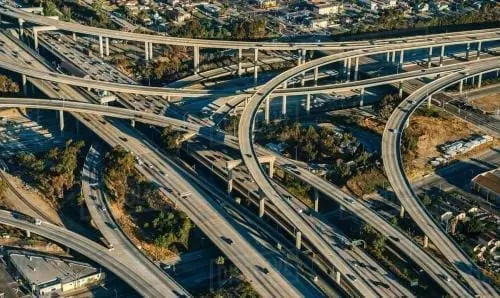 aerial view of a highway
