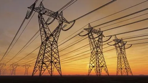 power lines at sunset