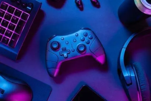 gaming controller and headphones