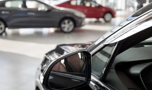 cars inside a car dealership