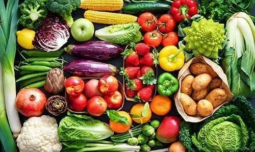 ovrehead view of a bunch of vegetables