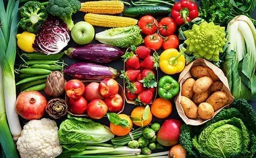 ovrehead view of a bunch of vegetables