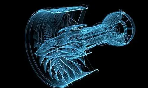 Jet engine turbine (3D xray blue transparent)