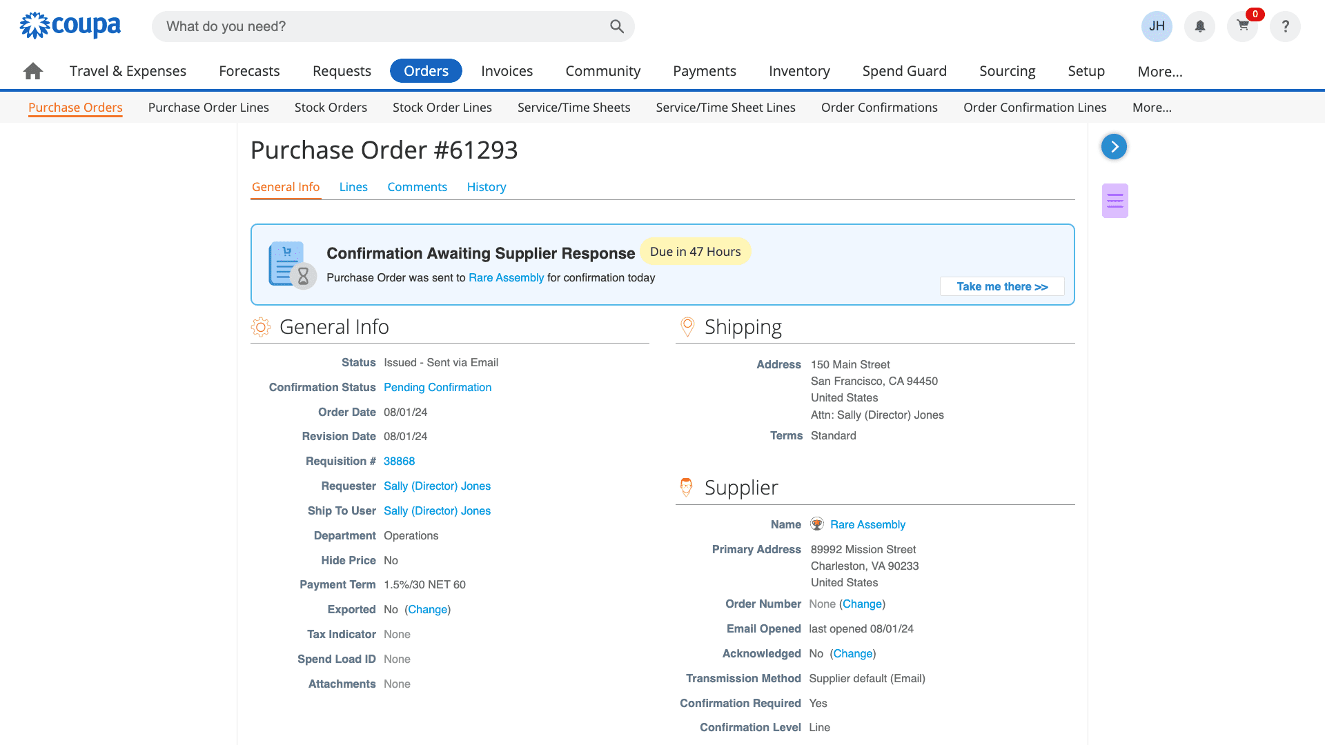 2 Planner waiting for supplier confirmation