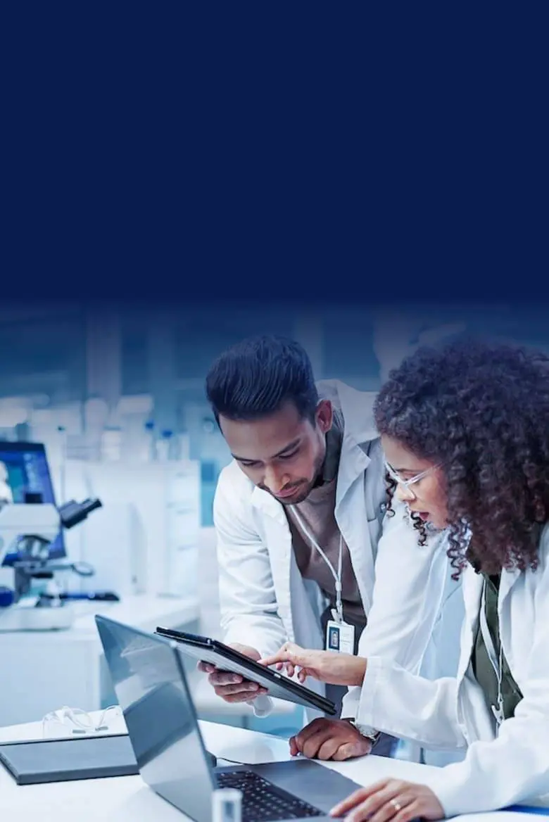 People working in lab coats