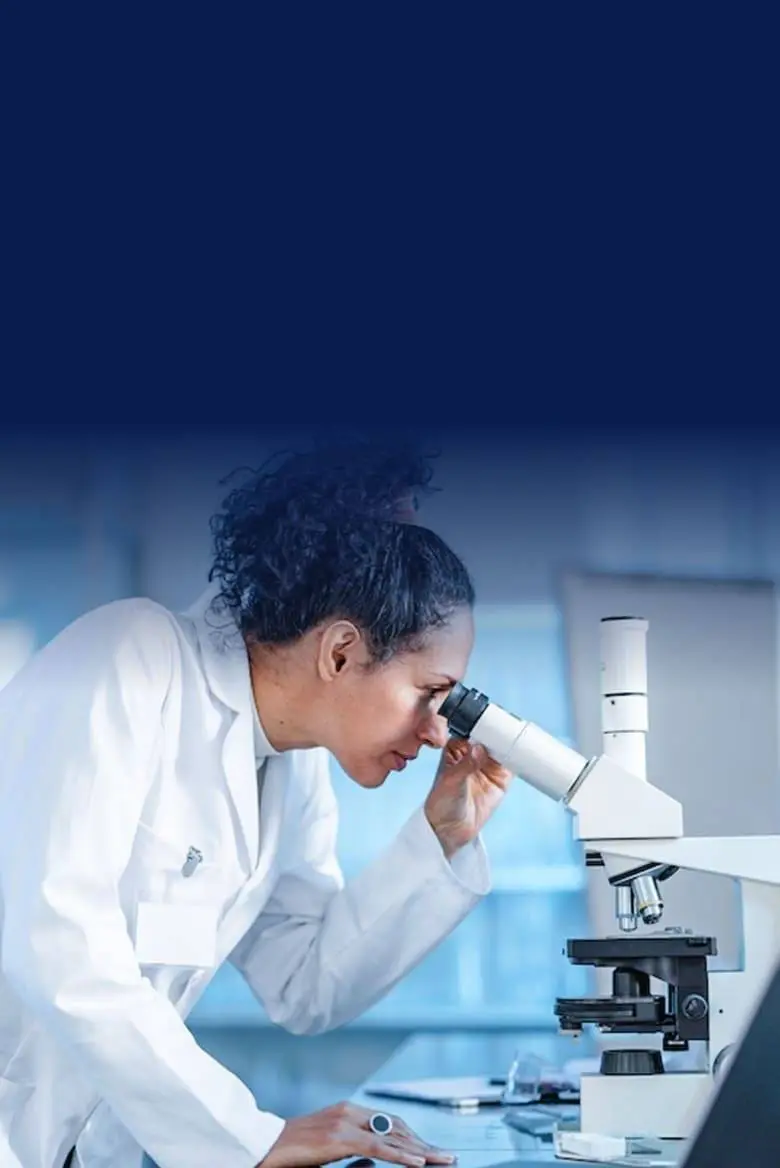 Woman in lab doing research