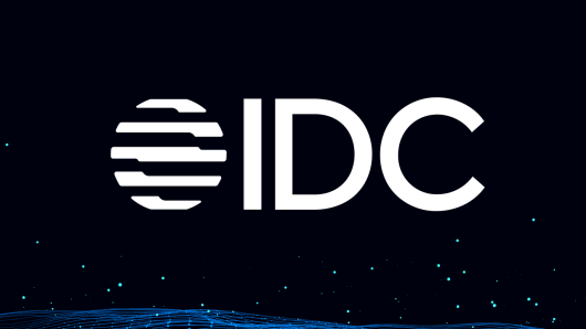 IDC Logo with black background and data mesh design