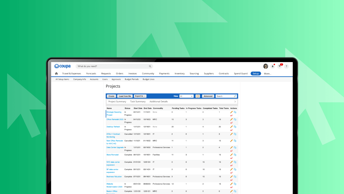 supply chain UI of platform