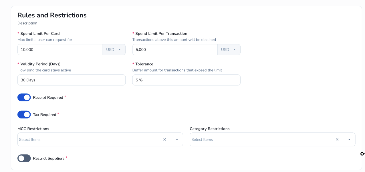 Card App Mockup Rules