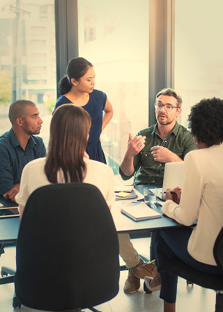 Group of people around table