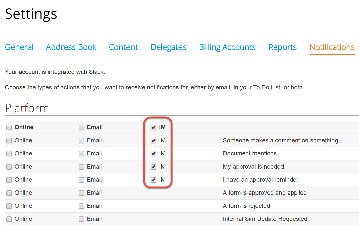 Slack notifications into inbox[