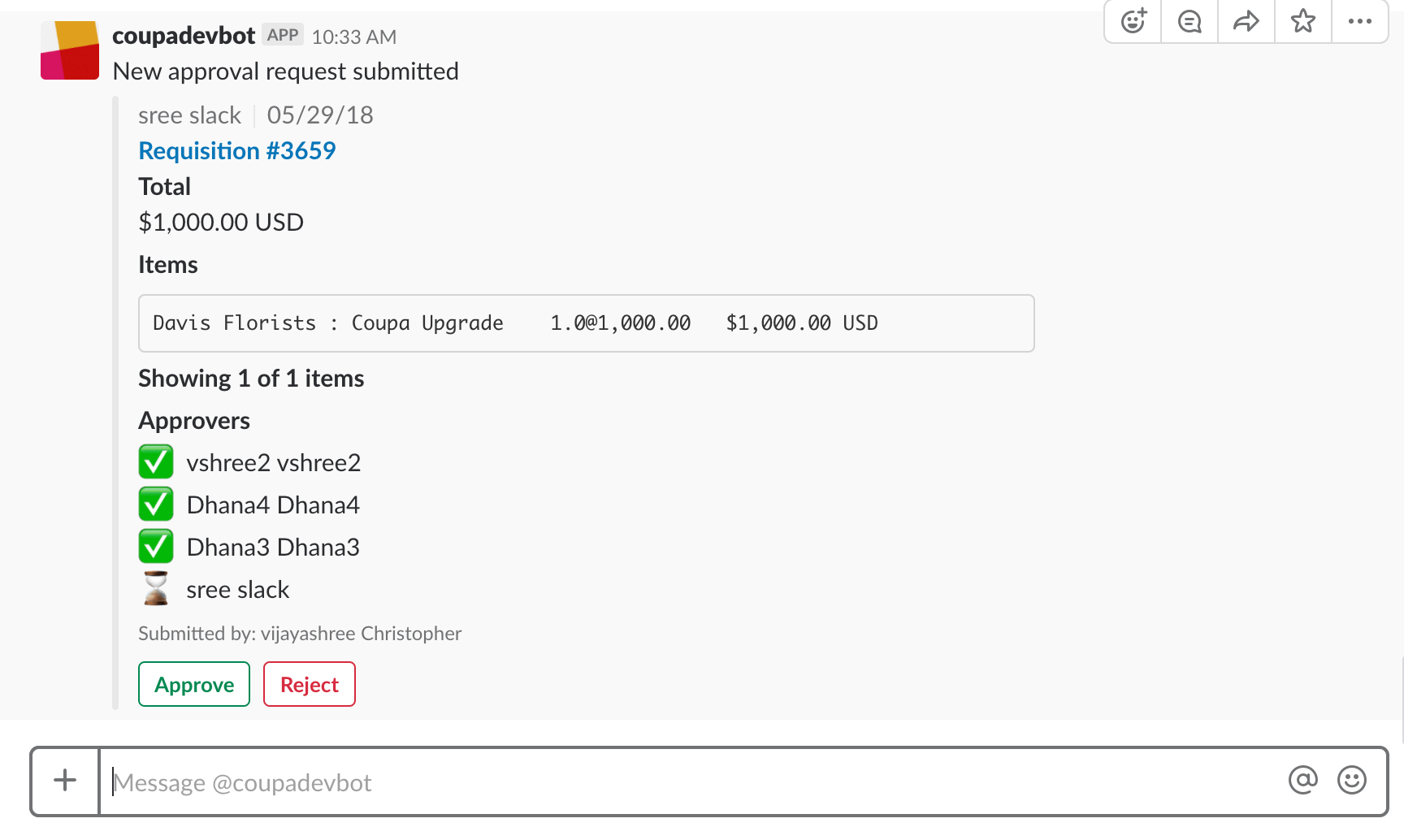 Approve document directly in Slack